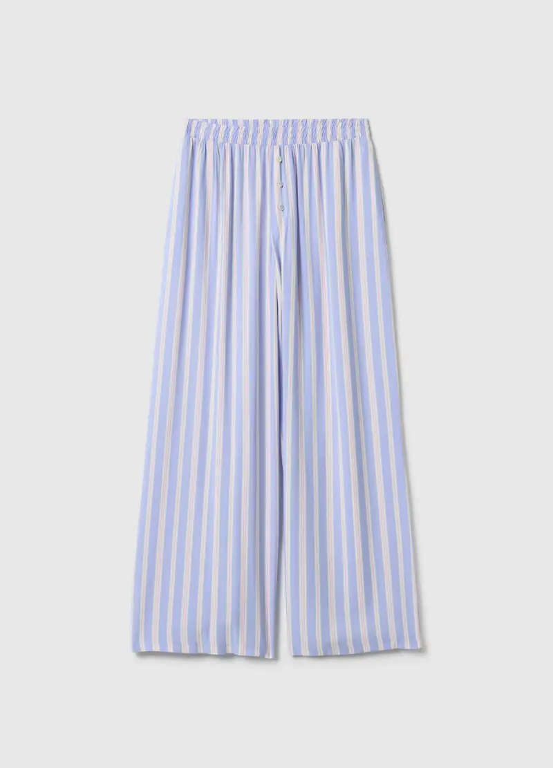 OVS Pantaloni In Pura Viscosa A Righe Multicolor Regular Fit, Donna, Multicolor