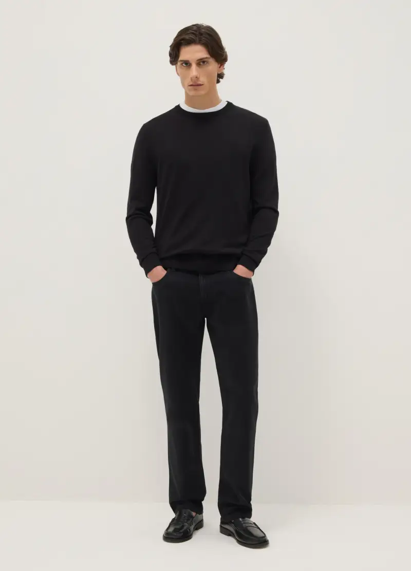 OVS Pantaloni Neri In Misto Cotone Regular Fit, Uomo, Nero