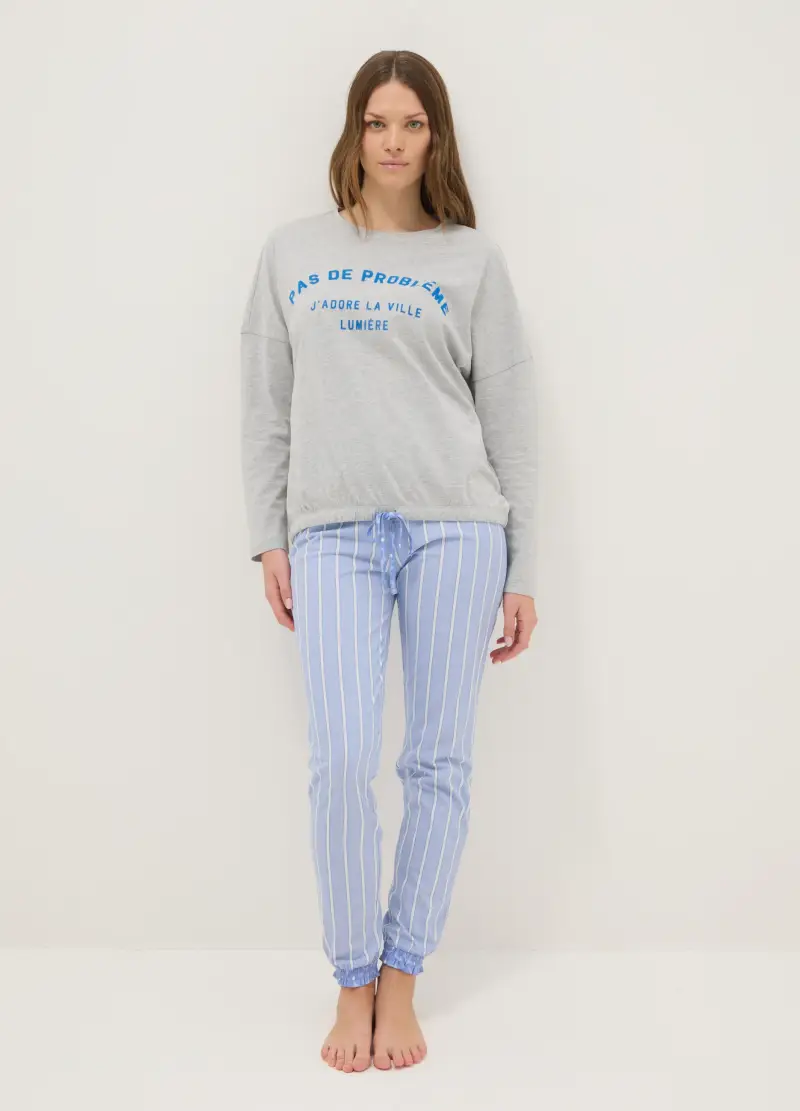 OVS Pantaloni Pigiama A Righe Multicolor In Puro Cotone Regular Fit, Donna, Multicolor