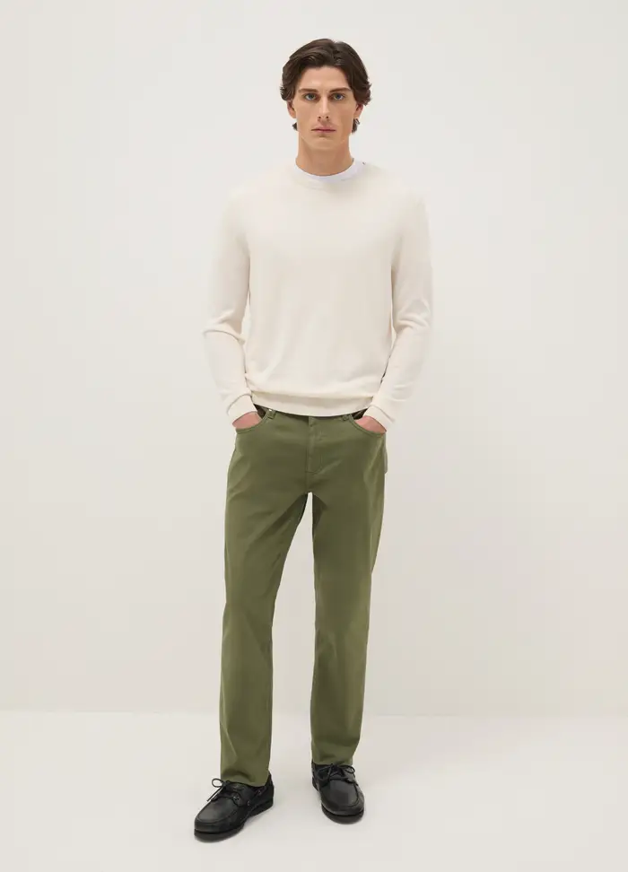 OVS Pantaloni Verdi In Cotone Elasticizzato Slim Fit, Uomo, Verde