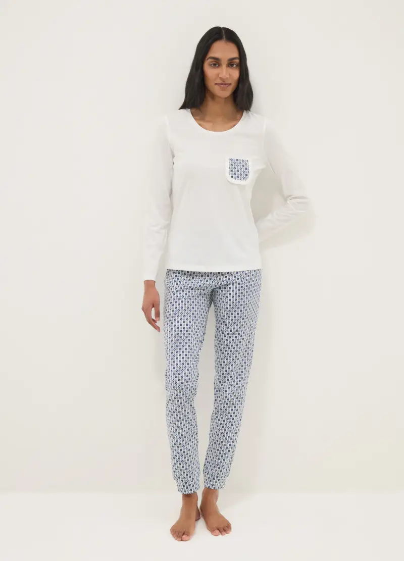 OVS Pigiama In Puro Cotone Multicolor Regular Fit Con Fantasia, Donna, Multicolor