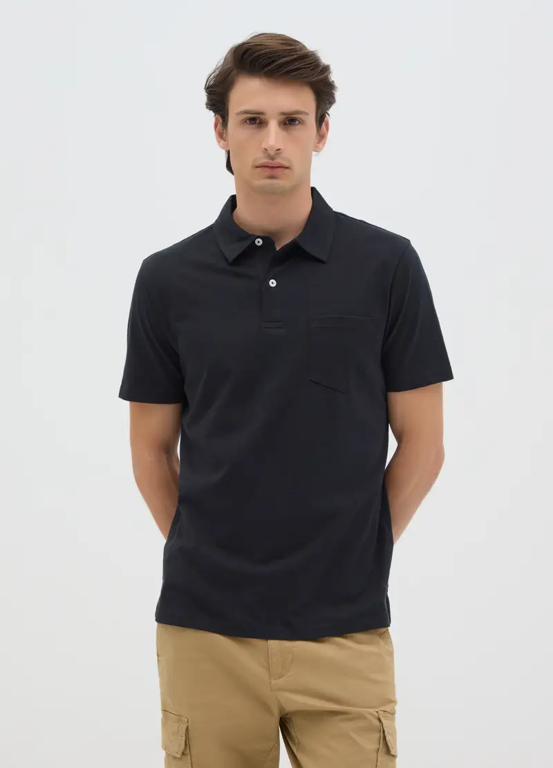 OVS Polo Da Uomo In Puro Cotone Nero Regular Fit, Nero
