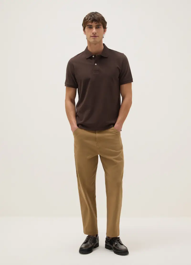 OVS Polo In Puro Cotone Marrone Regular Fit, Uomo, Marrone