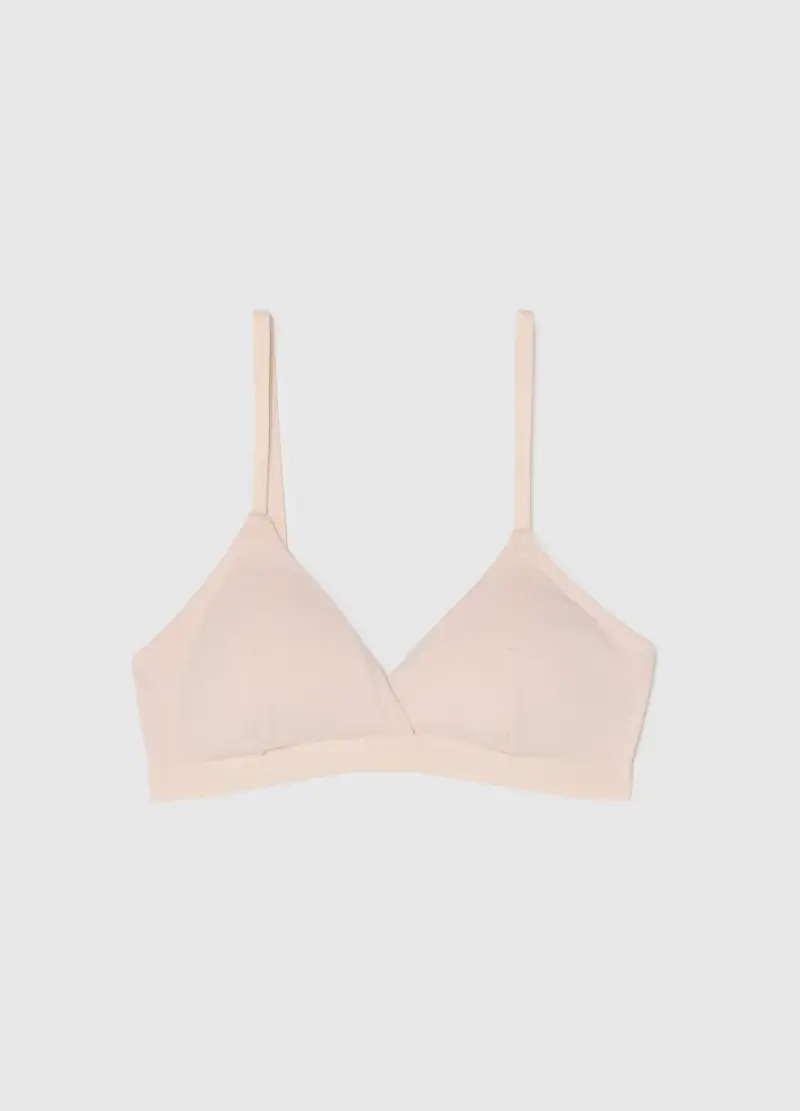 OVS Reggiseno In Cotone Elasticizzato Rosa Con Spalline Sottili, Donna, Rosa