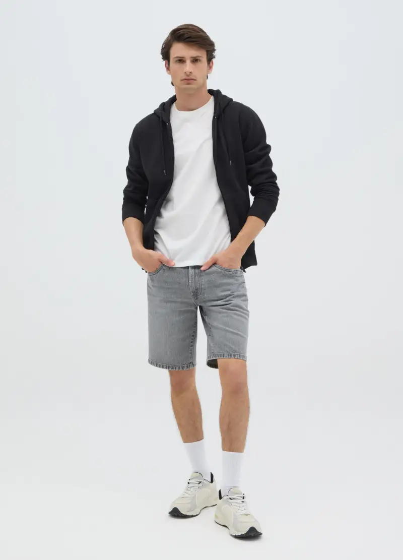 OVS Shorts Da Uomo In Puro Cotone Grigio Slim Fit, Grigio