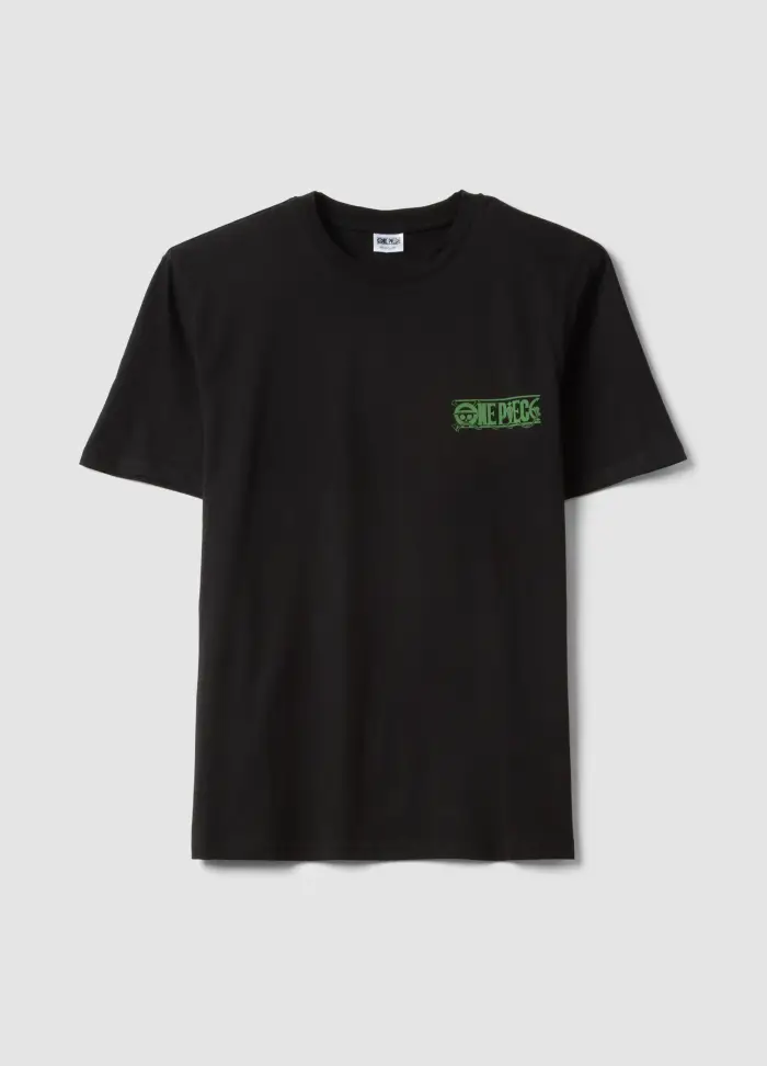 OVS T-shirt Nera Con Stampa One Piece In Puro Cotone Relaxed Fit, Uomo, Nero