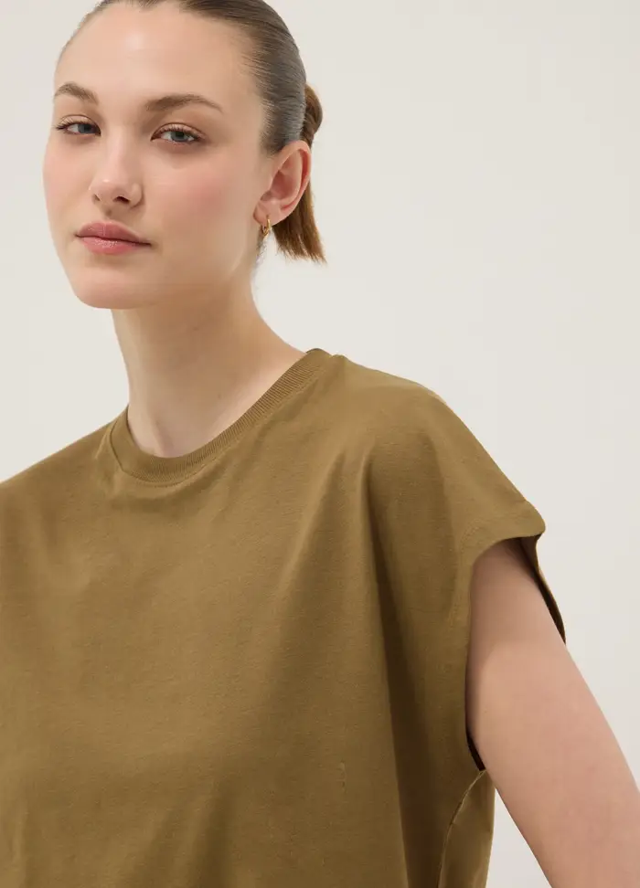 OVS T-shirt Verde A Maniche Corte In Puro Cotone Fitted, Donna, Verde
