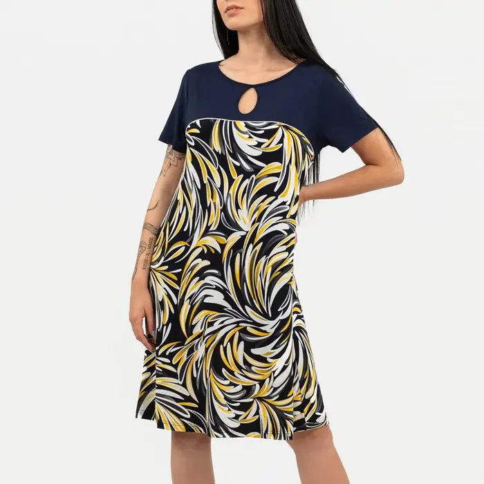 Oxigym Abito conformato v659 manica corta donna blu