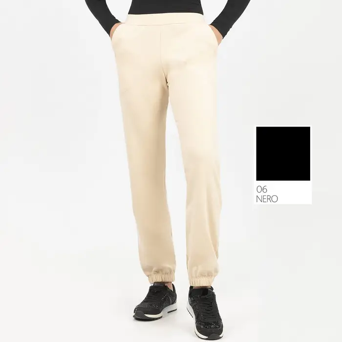 Oxigym Pantalone con polso fl788 felpato donna nero