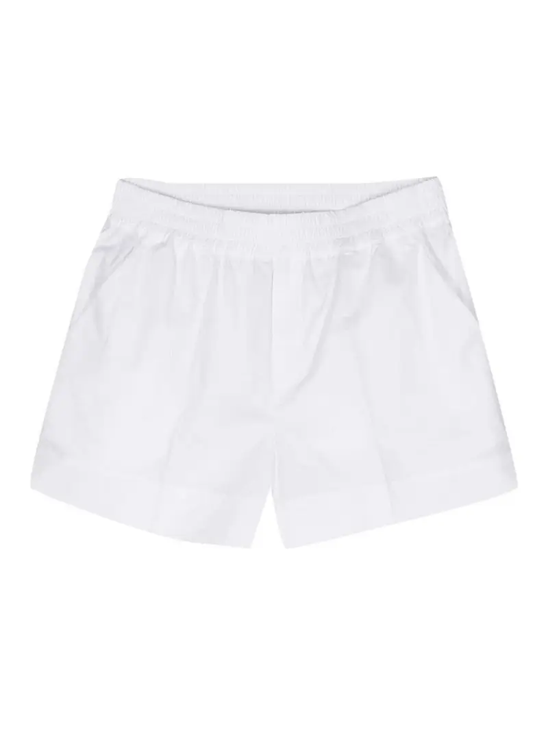 Shorts in popeline con pieghe Bianco