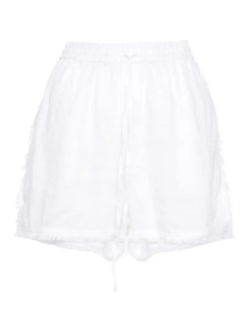 Shorts sfilacciati con logo ricamato Bianco