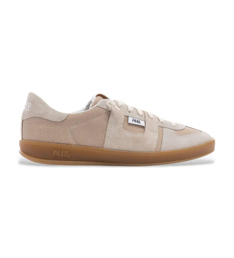P448 per uomo S25MONZA75 Sneakers Monza in pelle beige, Basso, Stringhe, Casual Bianco