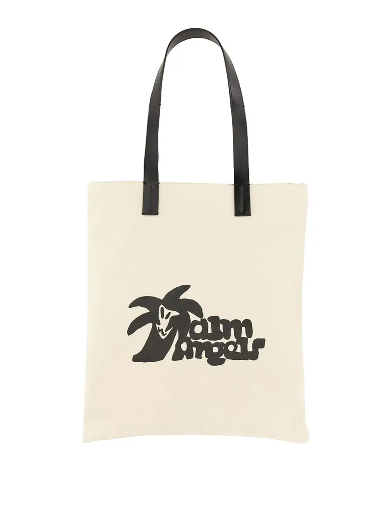 Palm Angels Borsa shopping in tela di cotone Bianco
