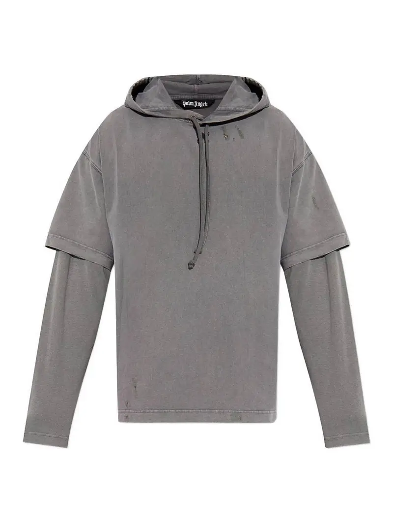 Palm Angels Felpa Con Cappuccio Grigio