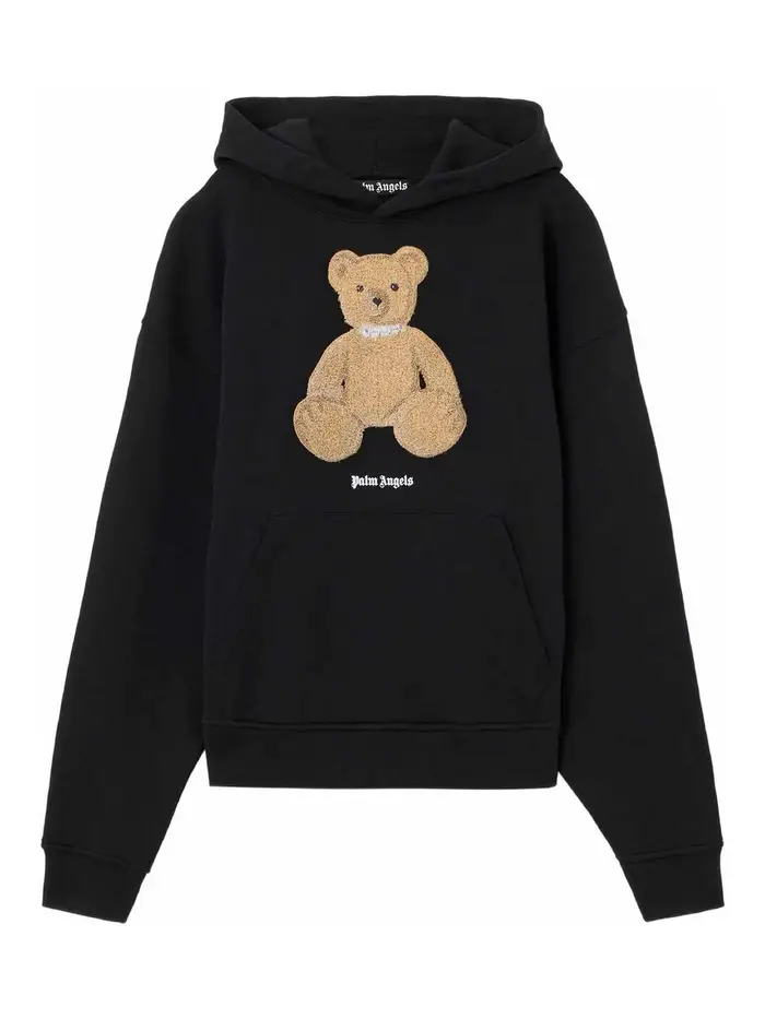 Palm Angels Felpa con cappuccio regolare Bear Nero