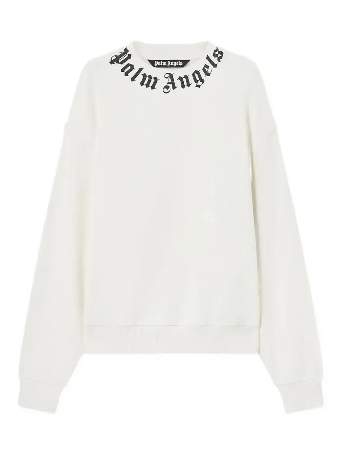 Palm Angels Girocollo regolare con logo sul collo Nero