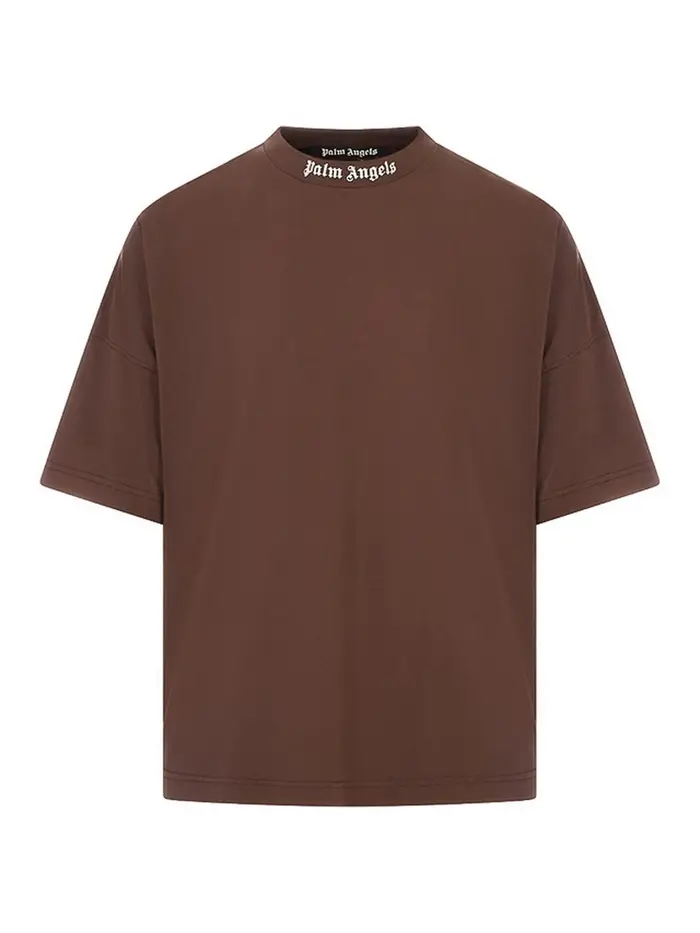 Palm Angels Logo classico sopra la T-shirt Marrone