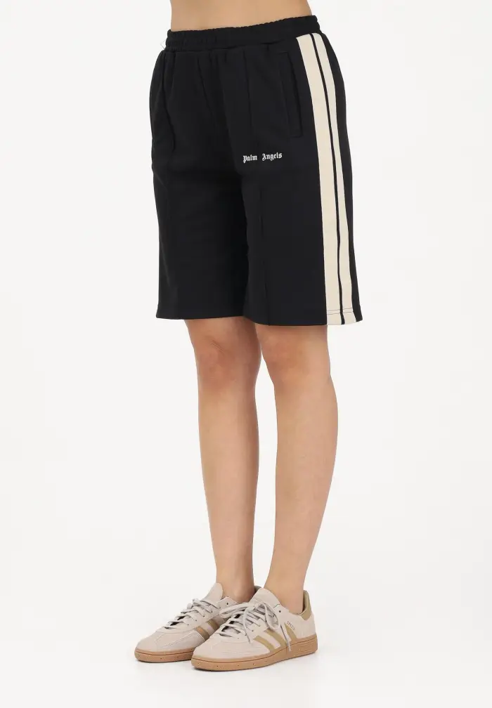 Shorts sportivo nero per donna, ragazzi e bambini con logo