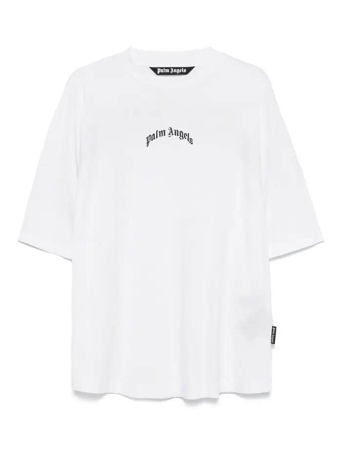 Palm Angels T-shirt con logo curvo Bianco