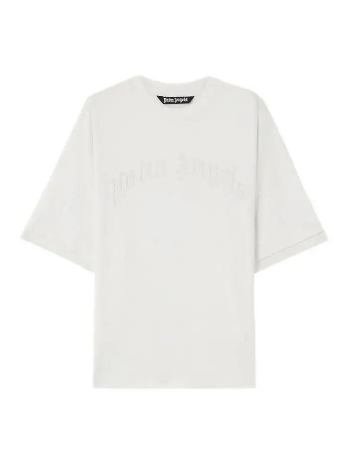 T-shirt in cotone bianco con logo bianco
