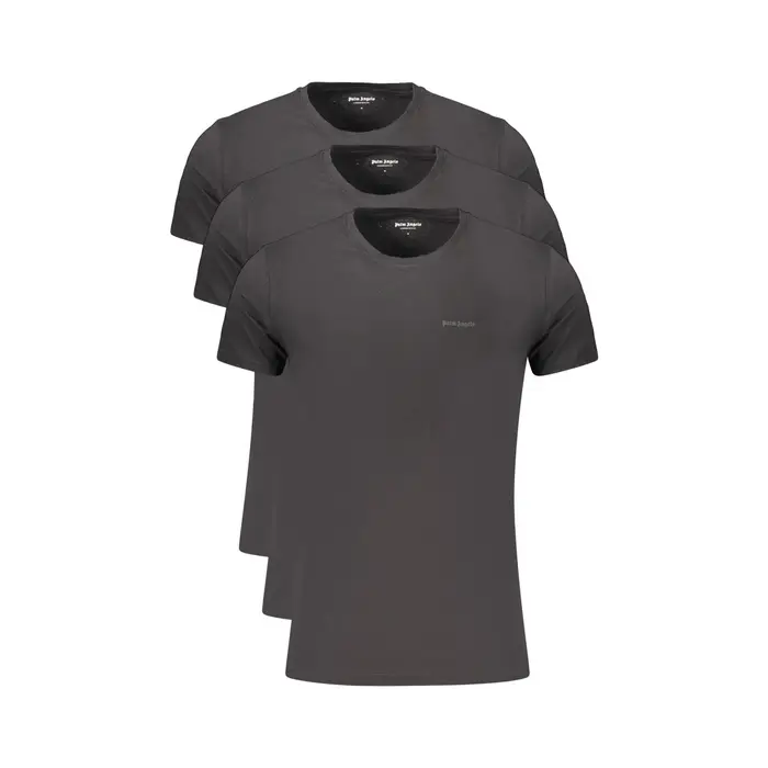 Palm Angels T-Shirt Maniche Corte Uomo Nera Stampa Logo Nero