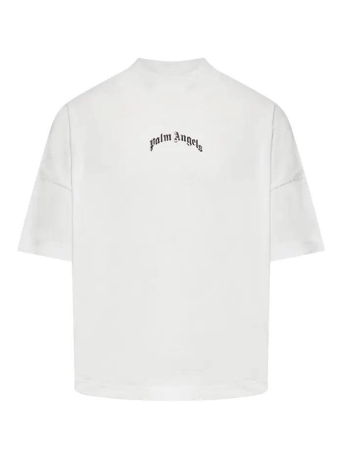 Palm Angels T-shirt oversize con logo curvo Bianco