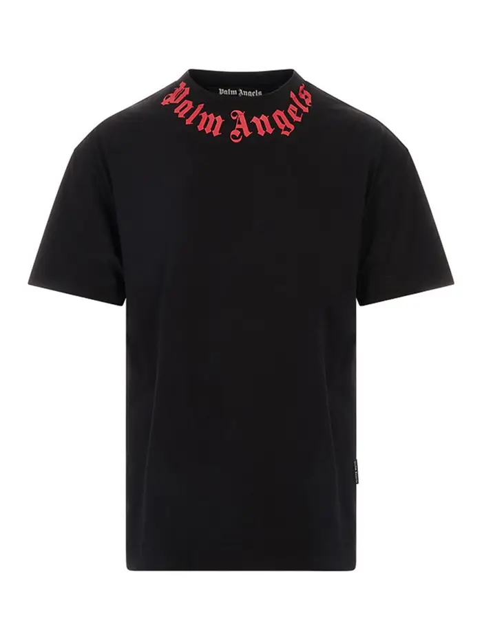 Palm Angels T-shirt regolare con logo sul collo Nero