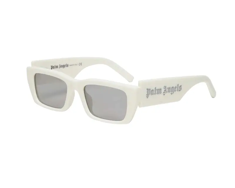 Palm Angels Unisex PERI006 Palm 0172 White mirror silver Occhiali da sole Acetato Bianco Argento Squadrata Normale Specchiato