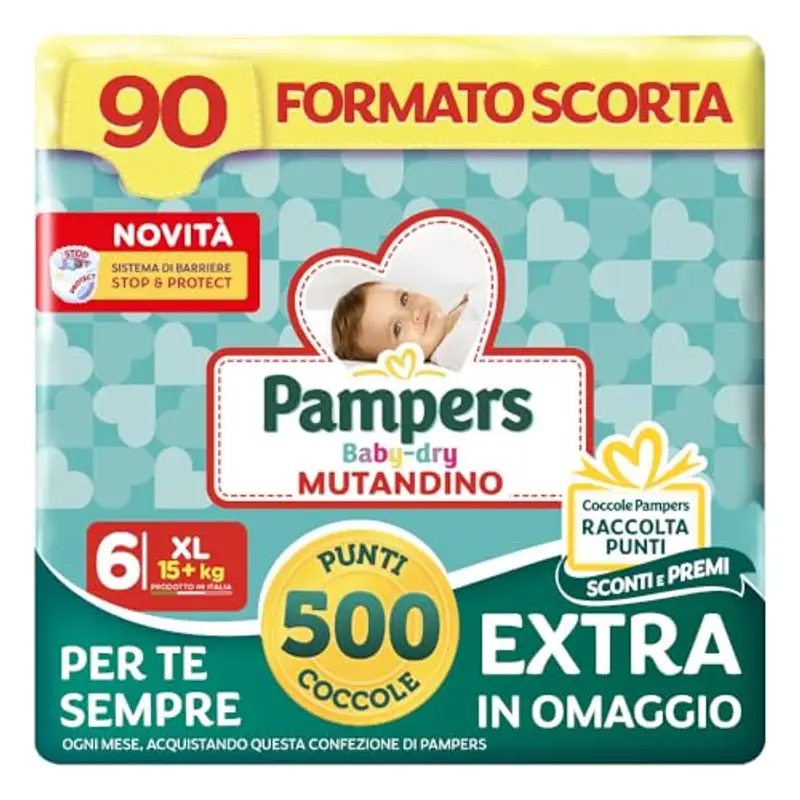 Pampers Pannolini Baby Dry Mutandino XL, Taglia 6 - 90 Pannolini