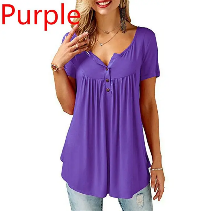 Panda Superman Camicie a tunica a maniche corte da donna con bottoni larghi e elastici, camicette casual da donna 4XL violetto
