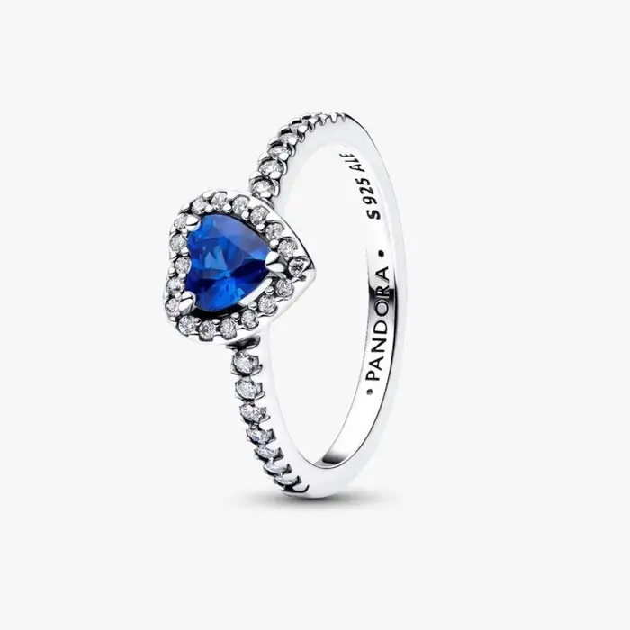 PANDORA Anello Cuore in Rilievo Blu Intenso
