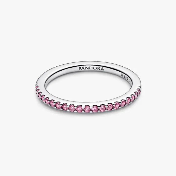 PANDORA Anello In Argento Sterling Con Zircone Rosa