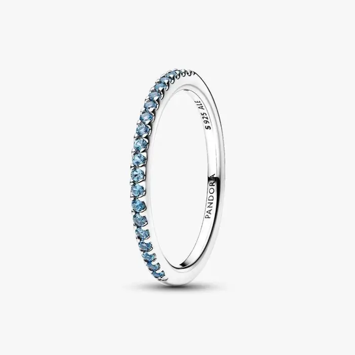 PANDORA Anello Pavè Fascia Sottile Azzurro