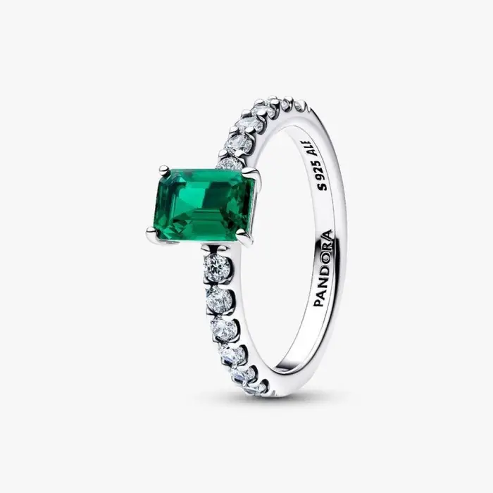PANDORA Anello Taglio Baguette Verde