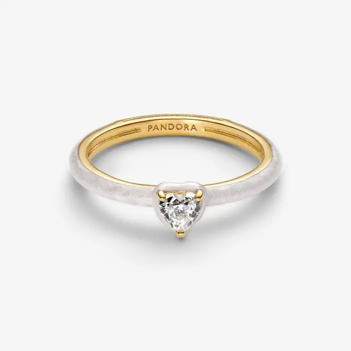Anello White Chakra Heart Pandora ME Placcatura in Oro 14k - Pandora