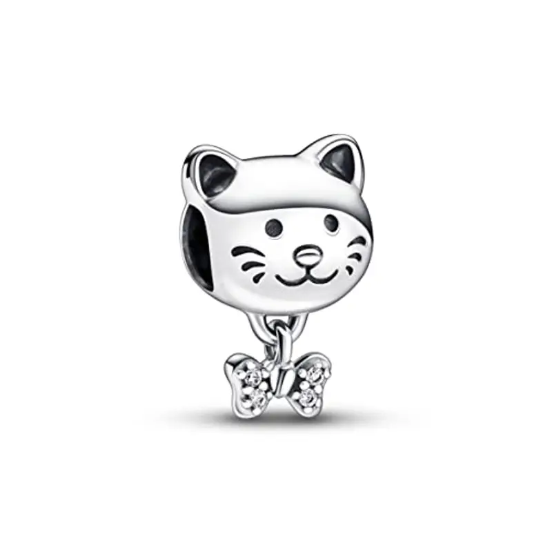 PANDORA Charm Moments 792255C01 Mascotte Gatto Fiocco