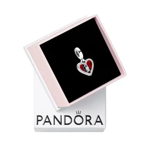 PANDORA Pendente doppio Moments a forma di lucchetto con cuore in argento Sterling con zirconi cubici trasparenti e