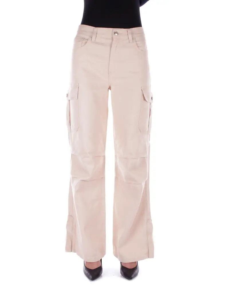 LIU JO Pantalone Donna Champagne Denim cargo zip