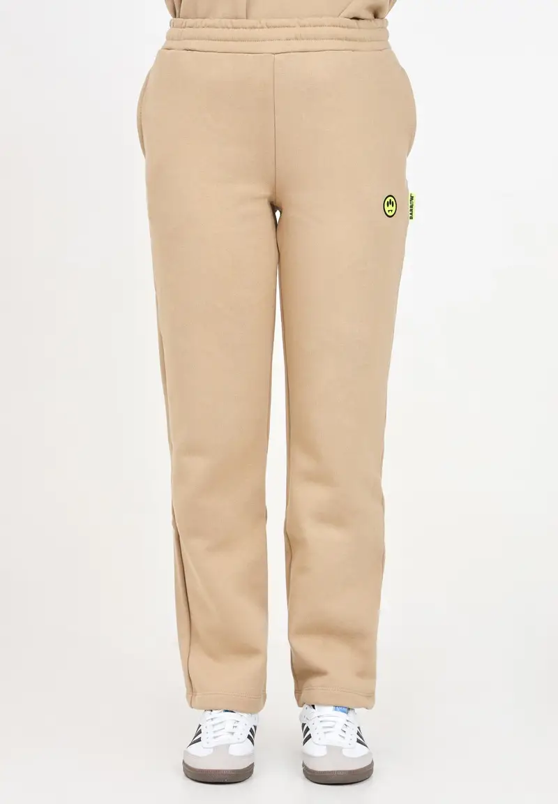 BARROW Pantalone sportivo beige per donna e bambina con patch logo