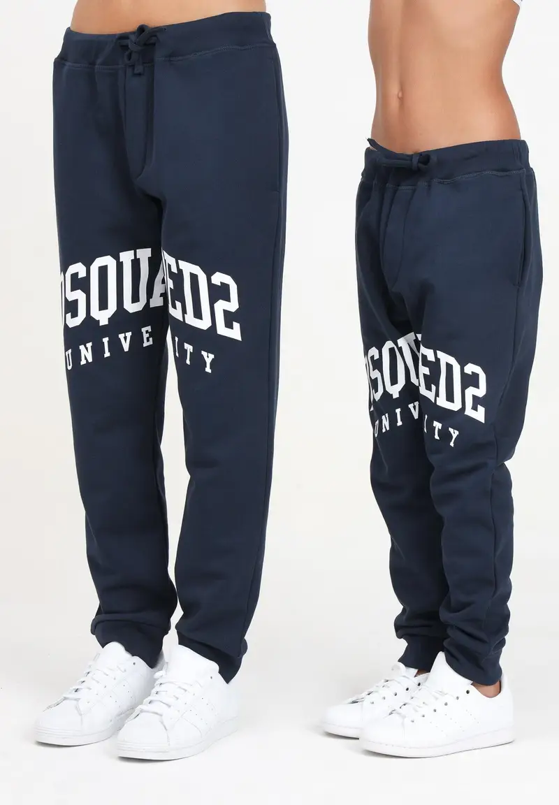 Dsquared2 Pantalone sportivo blu per donna e bambina con logo in stile college