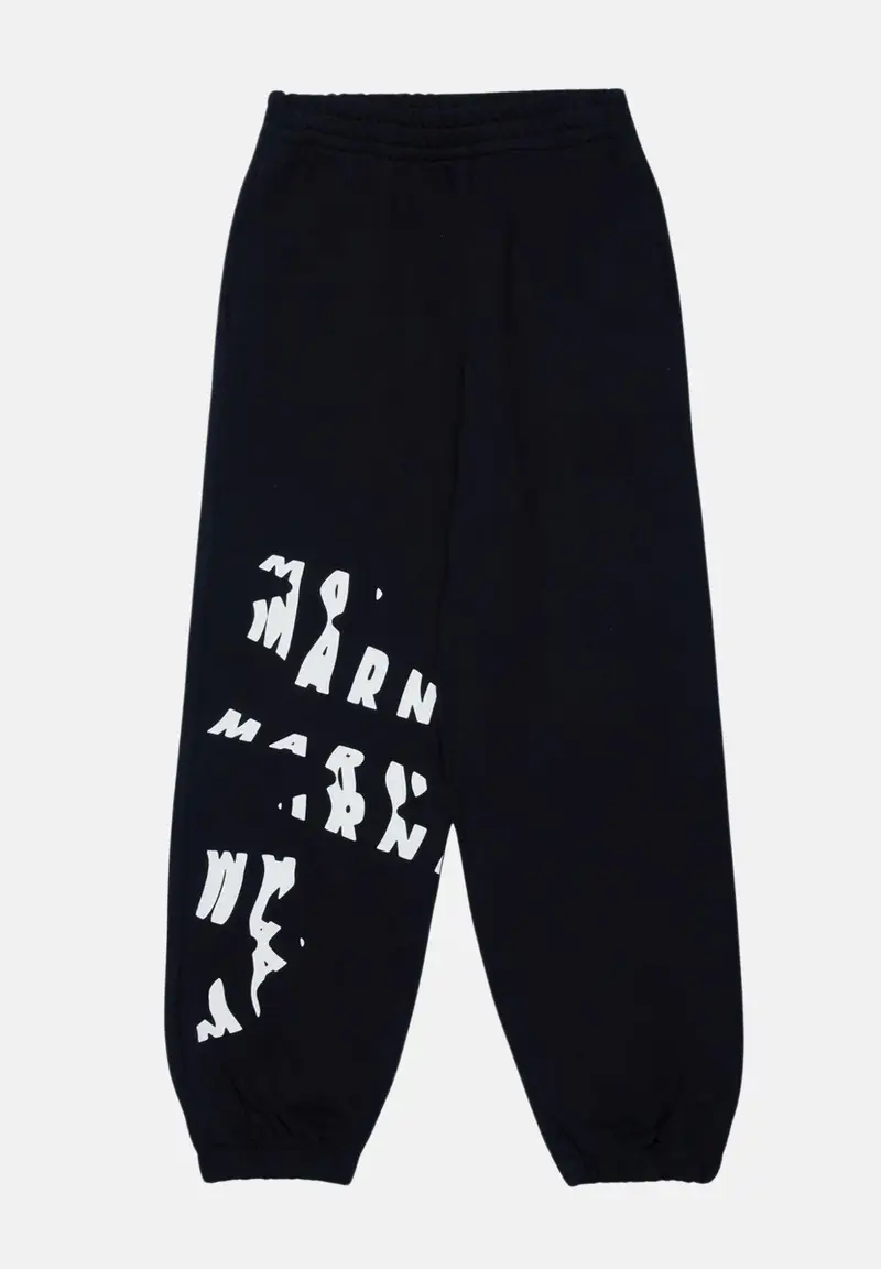 MARNI Pantalone sportivo nero per donna e bambina con stampa a contrasto