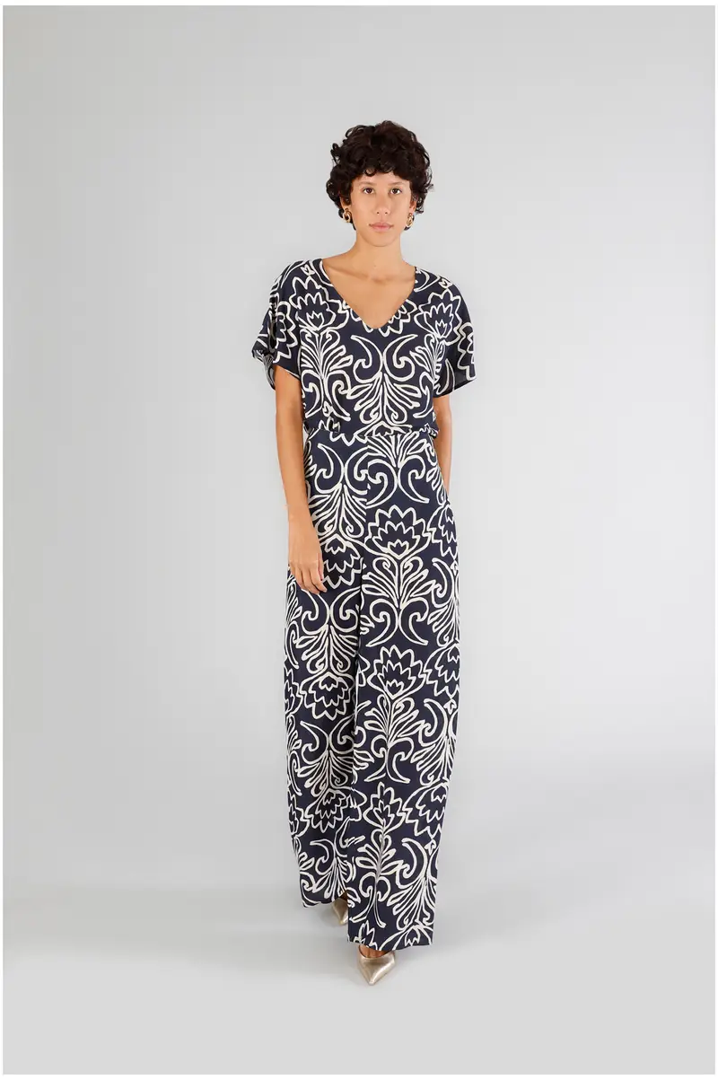 CafèNoir pantaloni palazzo in marocaine stampato arabesco multiblu