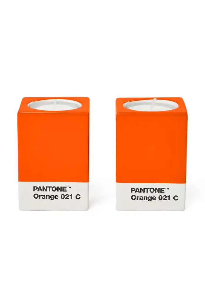 set di portacandele decorativo in porcellana Arancione