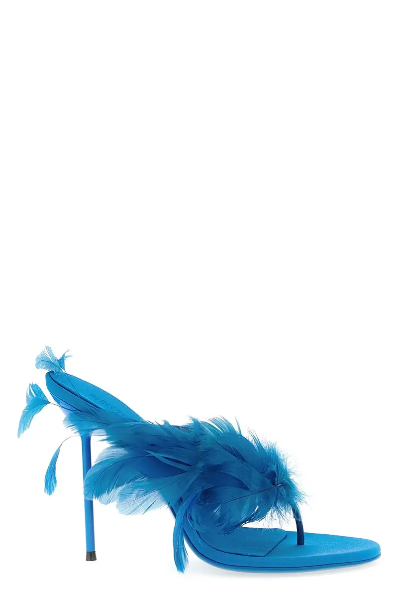 PARIS TEXAS Mule Lidia Feather Thong Blu