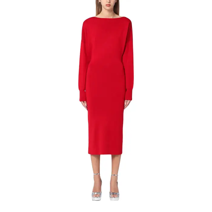 Parosh Abito midi in lana e cashmere donna Rouge