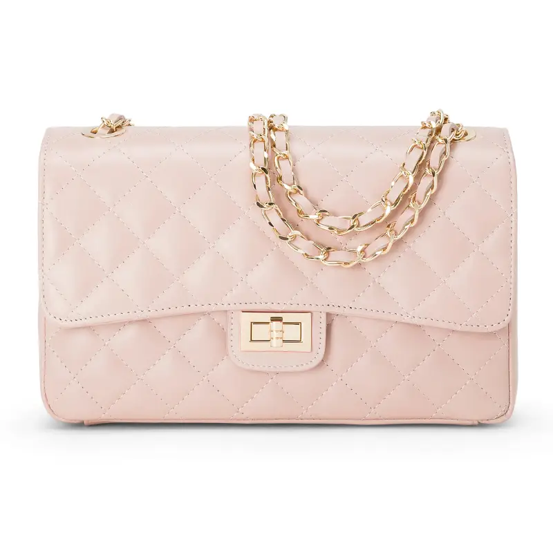 Parubi Borsa Donna a Spalla e Tracolla, In Vera Pelle Trapuntata, Made in Italy, Modello Charlotte Fucsia