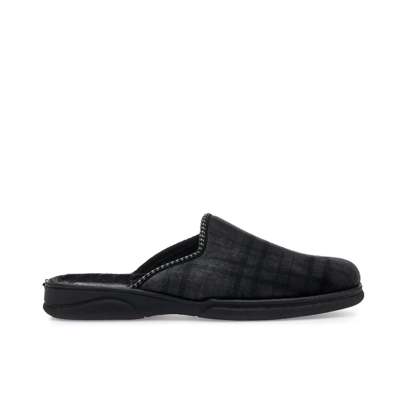 PATRIZIA Ciabatte da casa nere stampa check