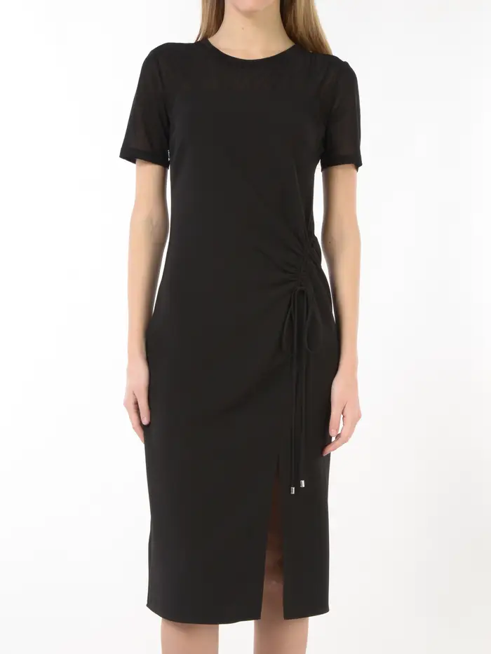 abito lungo da donna Patrizia Pepe con inserto e arricciatura NERO