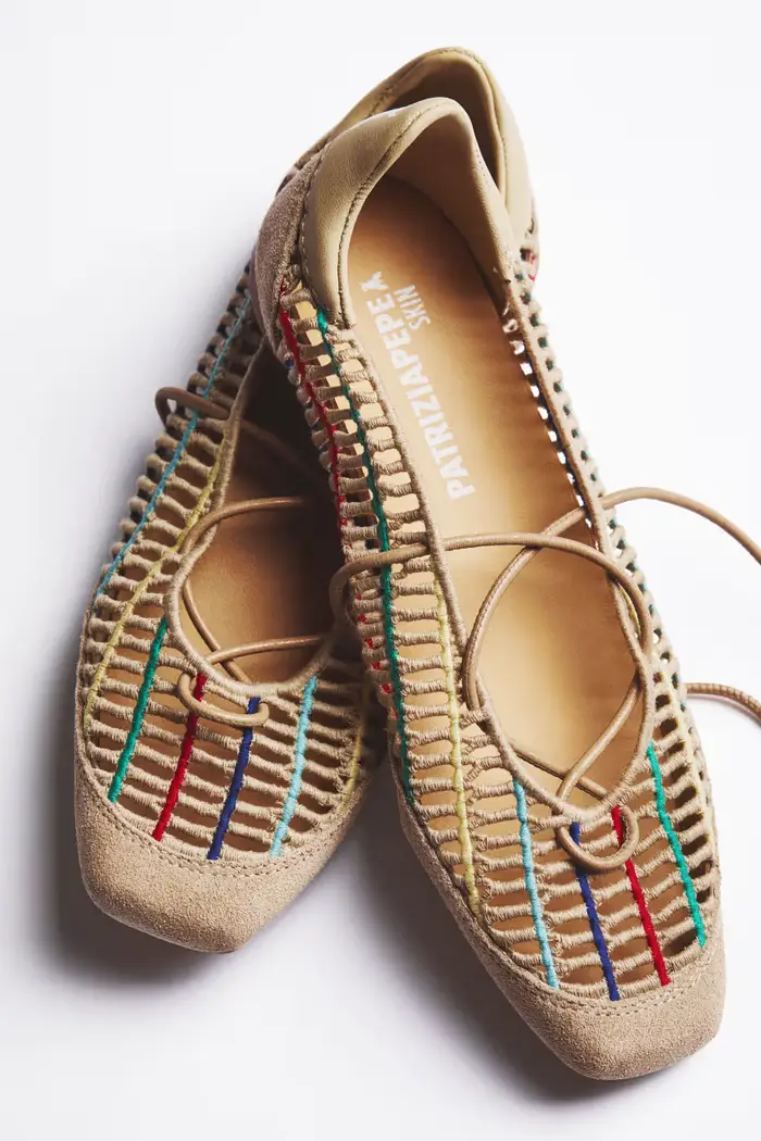 PATRIZIA PEPE Ballerine Dancing SKIN in rafia Multicolor