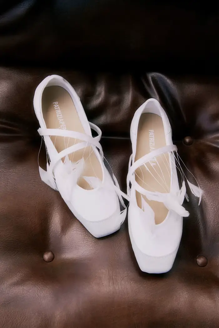 PATRIZIA PEPE Ballerine Dancing SKIN Piume Bianco